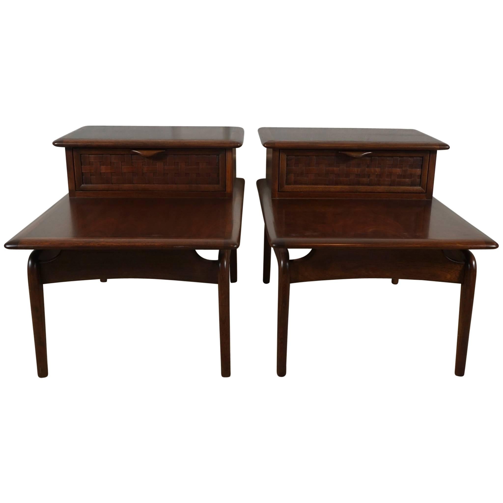 Pair of Walnut Stepped Tables For Sale