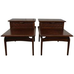 Pair of Walnut Stepped Tables