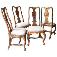 Set of Four 18th Century Rococo Period Swedish Chairs 3