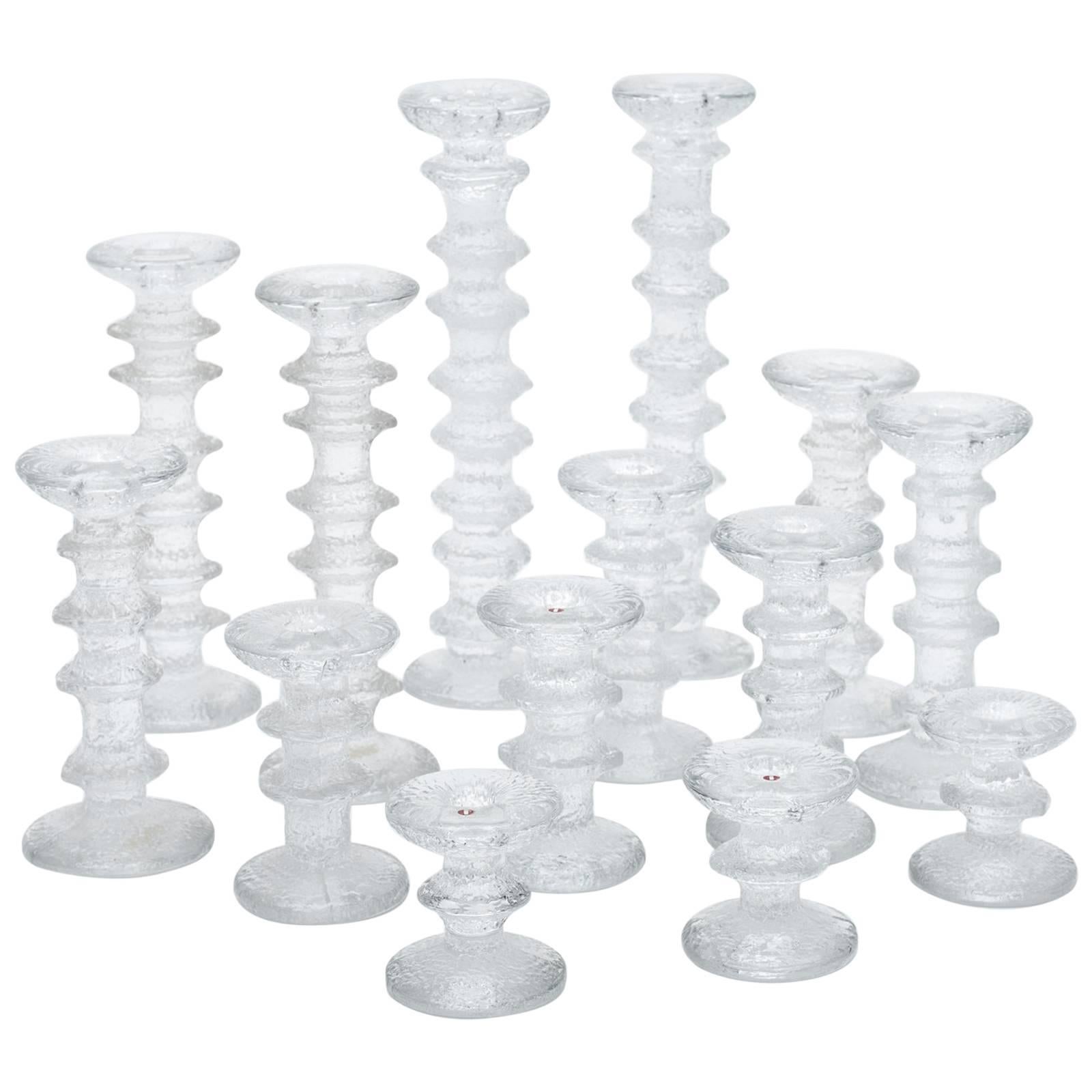 Timo Sarpaneva "Festivo" Glass Candlesticks for Iittala,  Findland, 1960s