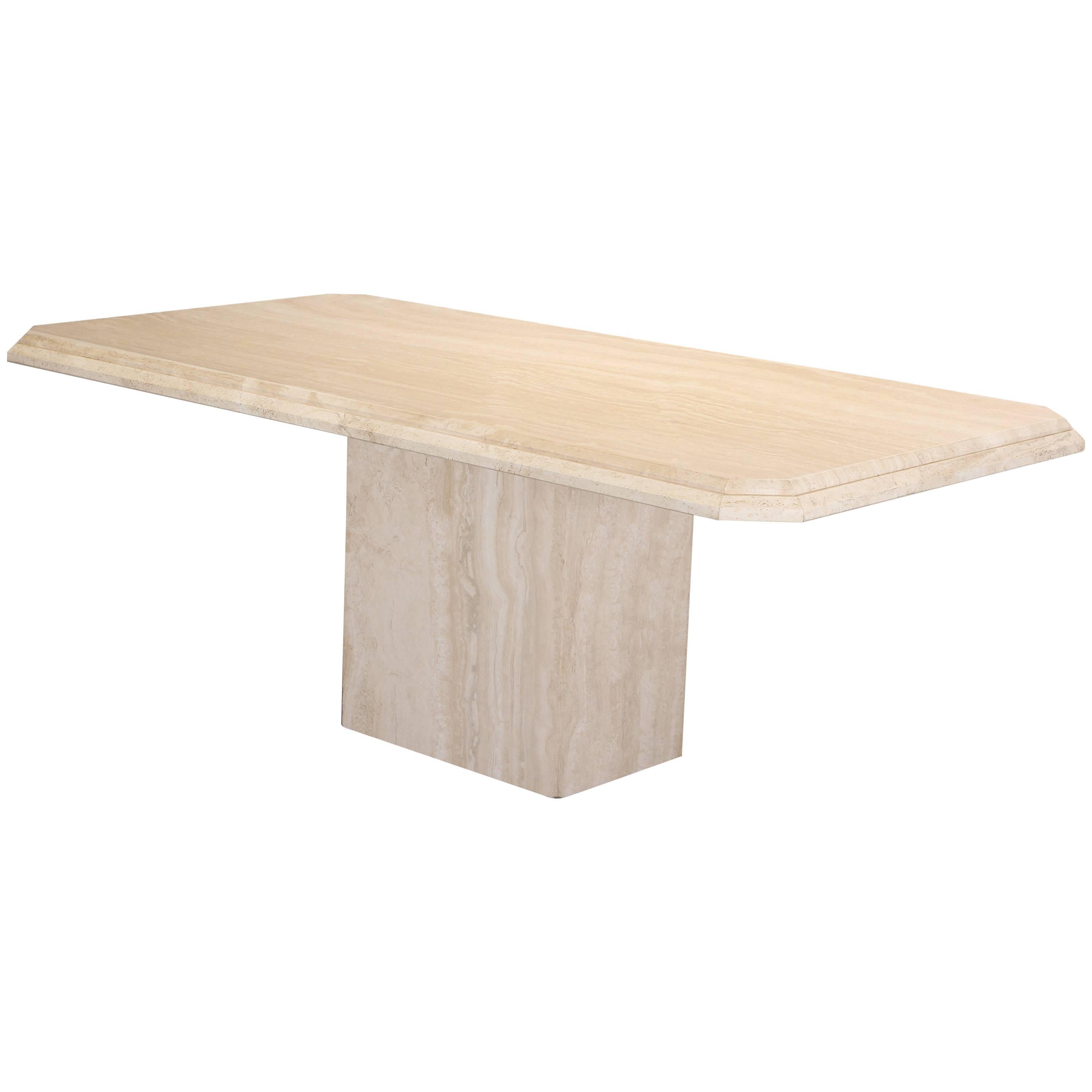 Travertine Marble Dining Table, 1970s