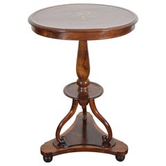 Italian Neoclassic Walnut Circular Two-Drawer Table, 19th Century