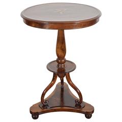 Italian Neoclassic Walnut Circular Two-Drawer Table, 19th Century 6