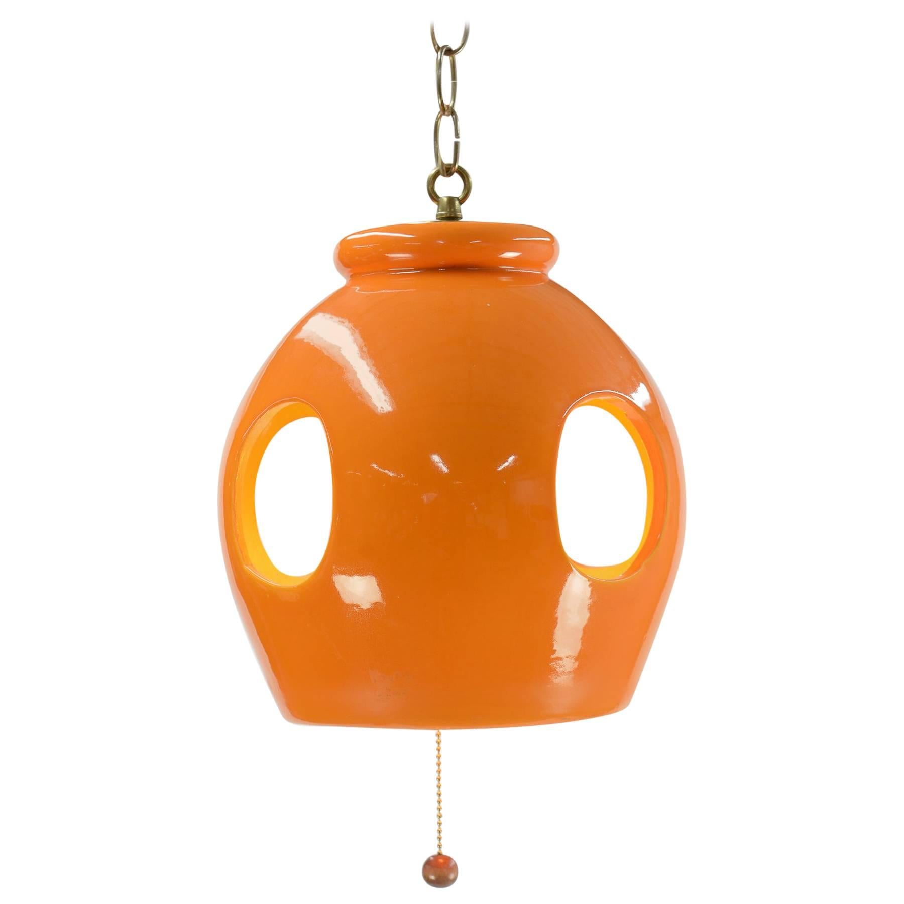 California Orange Ceramic Pendant Lamp For Sale