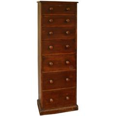 Antique Seven-Drawer Tall Thin Chest of Drawers