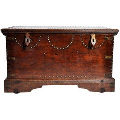 Antique British Colonial Trunk with Nail Head Decoration