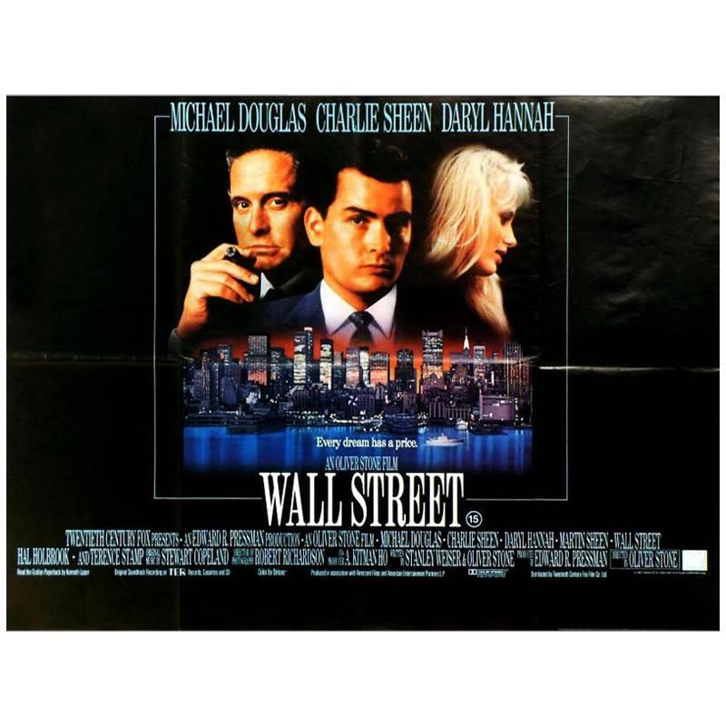 "Wall Street" Film Poster, 1987 For Sale