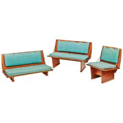 Frank Lloyd Wright Benches and Table from Wright's 1951 Unitarian Church