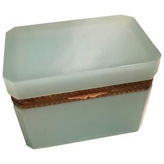 Vintage Italian Murano Green Glass Vanity Box