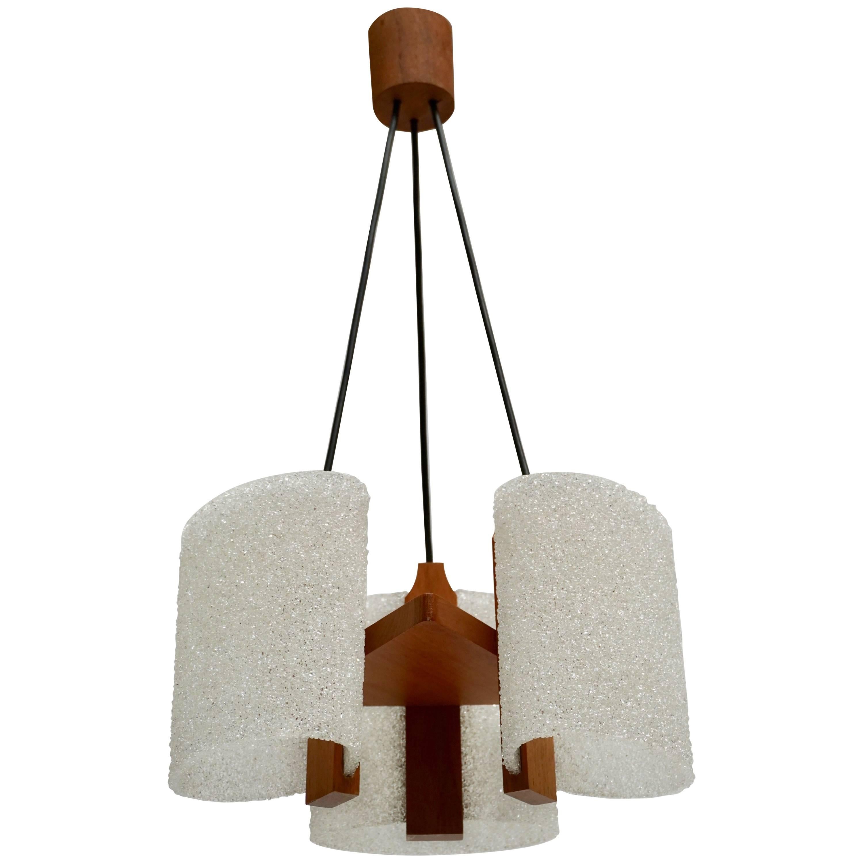 Elegante lampadario anni '50 in Wood e acrilico