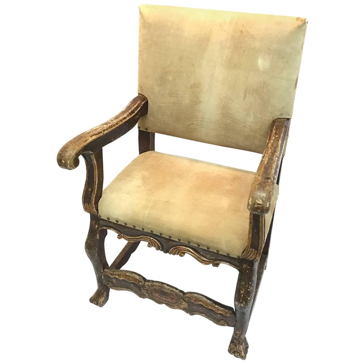 18th Century Peruvian Gold Polychrome Chair For Sale