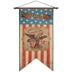 Hand-Painted Patriotic Banner With The Seal of the State of Illinois 5