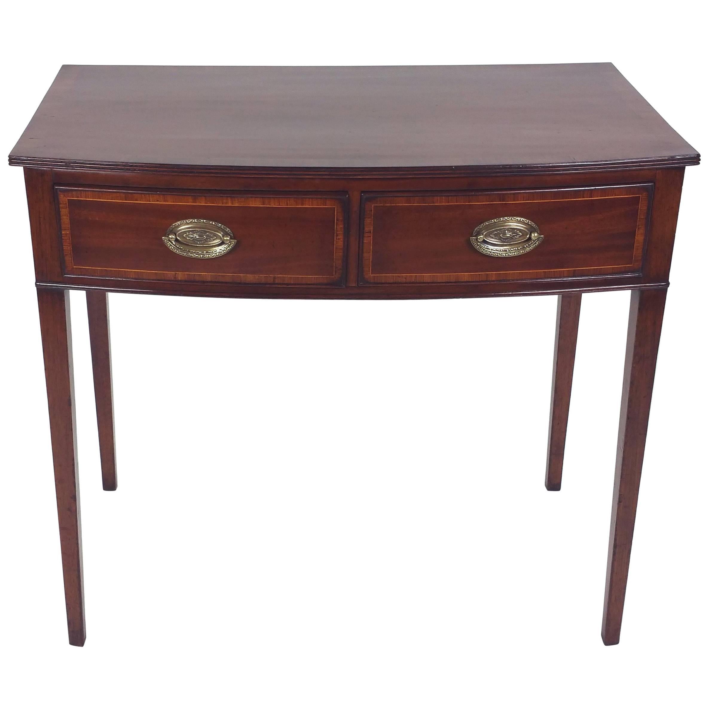 George III Mahogany Bow Fronted Two-Drawer Side Table