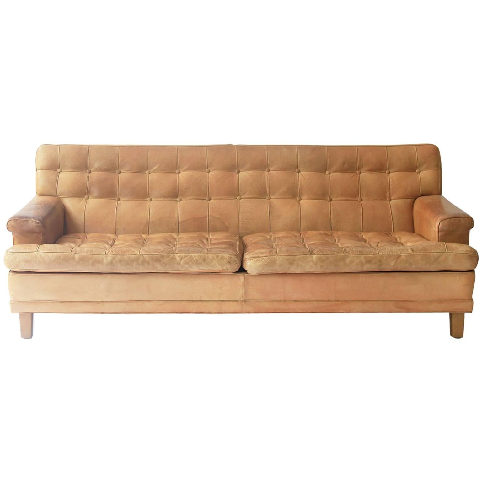 Arne Norell Merkur Sofa in Cognac Leather by Norell AB in Sweden For Sale