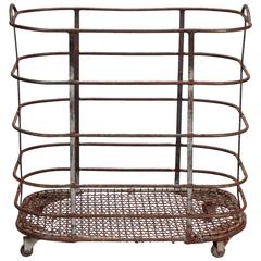 Antique French Metal Trolley on Casters