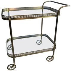 Vintage French Brass Drinks Trolley