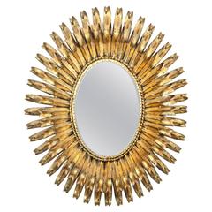 Italian Gilt Metal Oval Mirror by S. Salvadori 10
