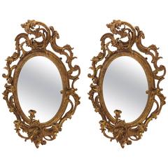 19th Century Pair of French Gilt and Gesso Wall Mirror Sconce 12