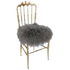 Stylish Italian Brass Accent Chair by Chiavari 2