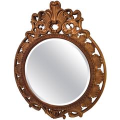 Italian Palatial Gilt Decorated Carved Circular Wall or Console Mirror 5