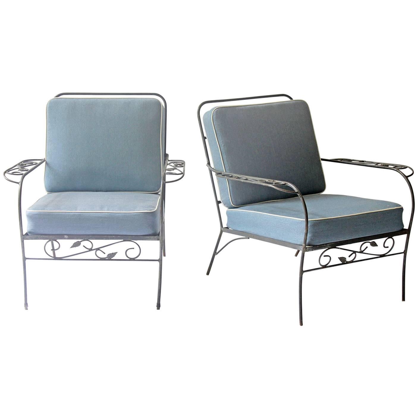Pair of Swedish Iron-Framed Garden Chairs For Sale