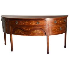 Antique Fine Quality Edwardian Mahogany & Inlaid Bow Front Sideboard by Druce & Co