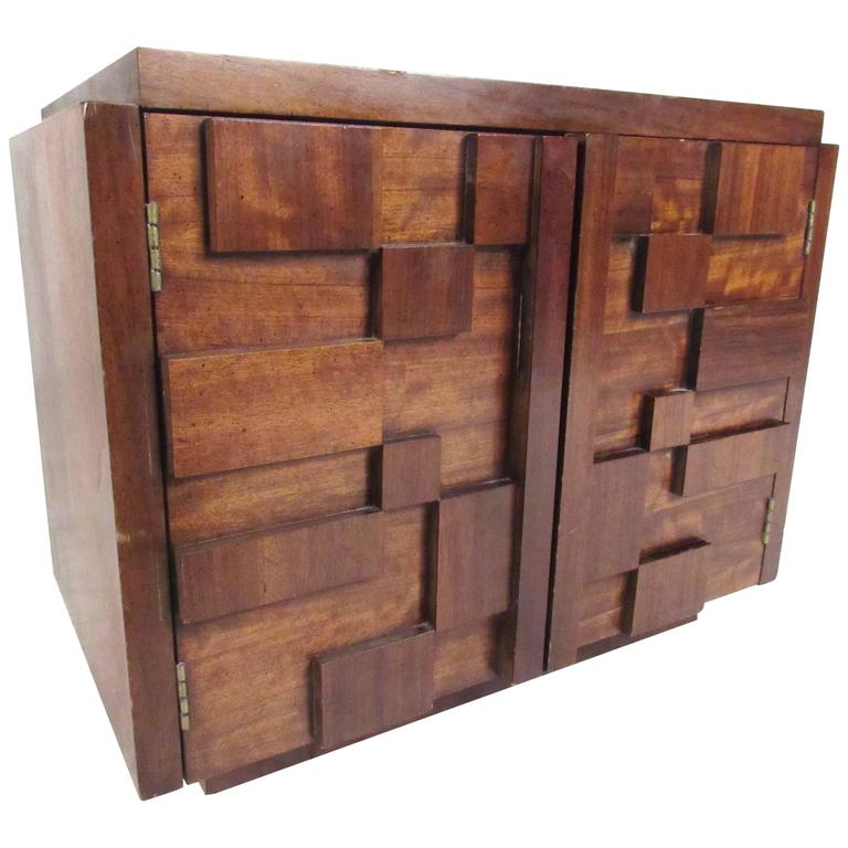 Mid Century Modern Brutalist  Nightstand by Lane For Sale 