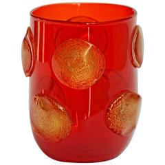 Striking Tumblers Gold Leaf Applications Petoni, Crucible Red, Cenedese Style