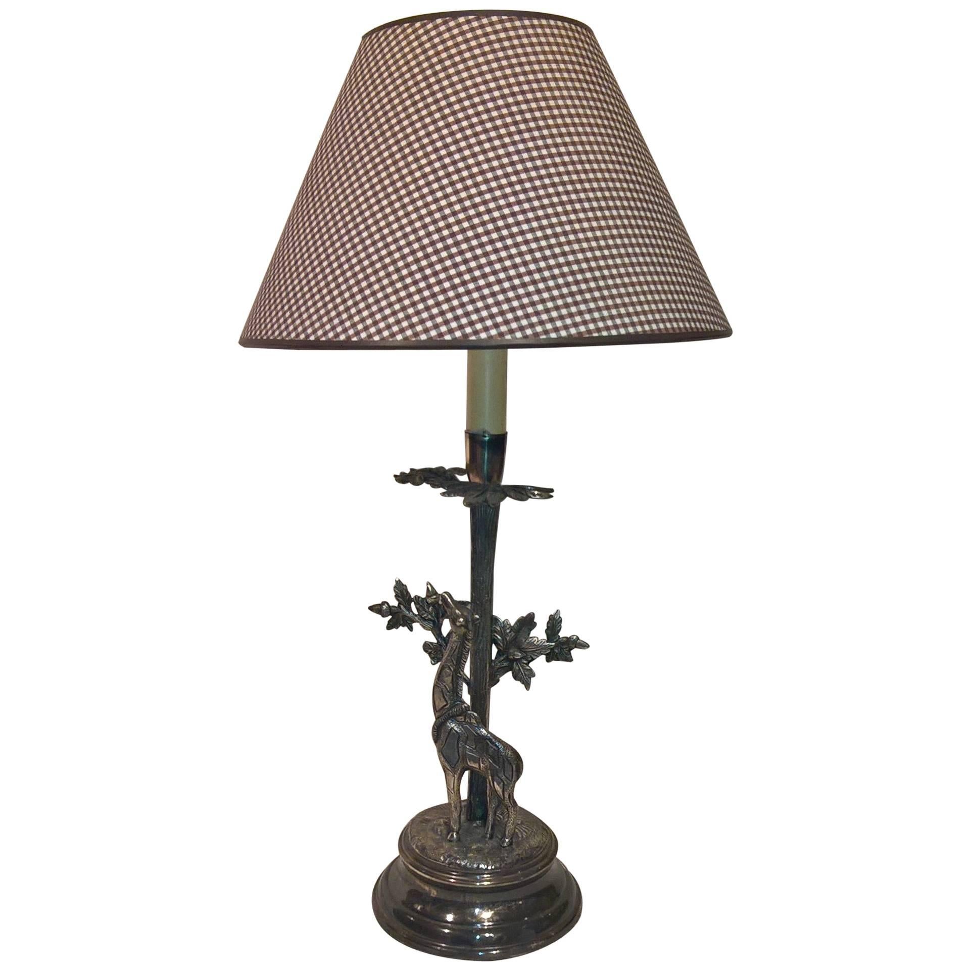 Mid Century French Provincial Metal Table Lamp with Giraffe Figure