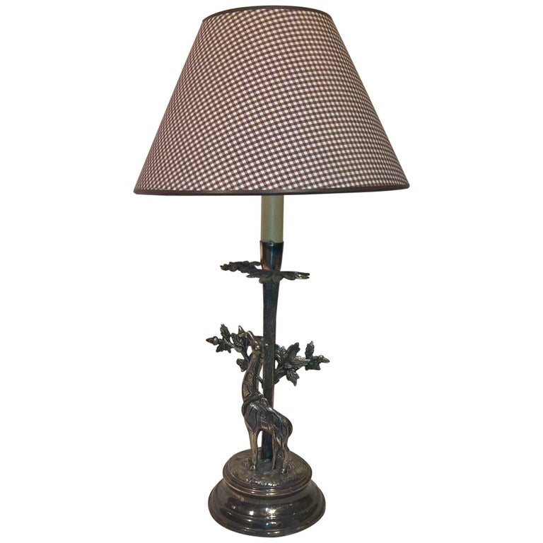 Mid Century French Provincial Metal Table Lamp with Giraffe Figure at
