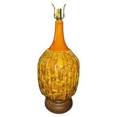 Vintage Fabulous Large-Scale Textured Brutalist Glazed Lamp, Mid-Century Modern