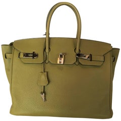 Hermes Birkin 35 Sauge Clemence Hand Bag, 2007