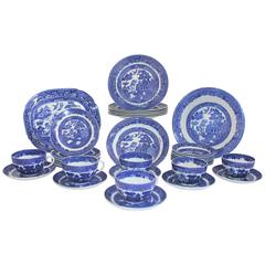 19th Century 37 Piece Allerton's Blue Willow Serving Set