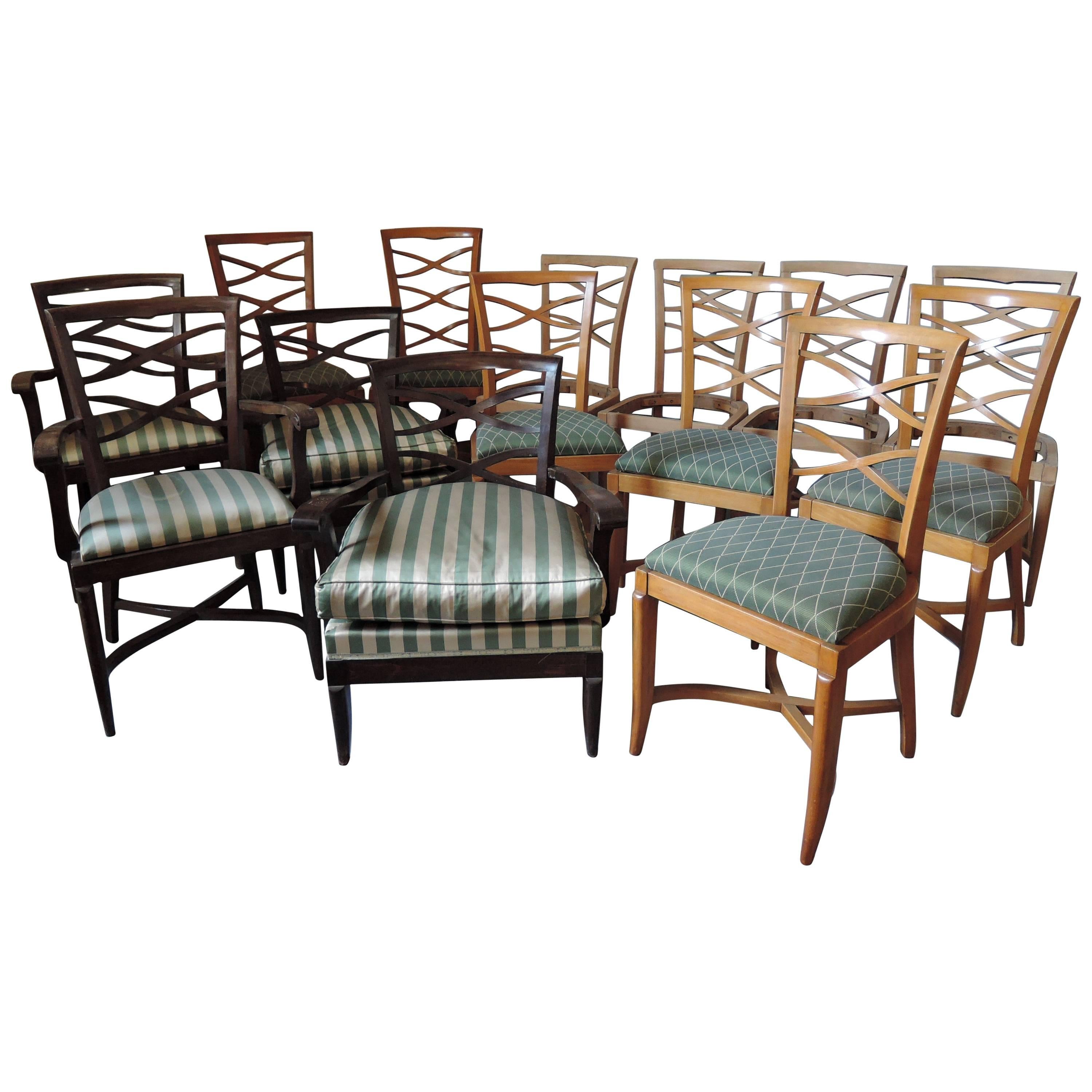 Large Set of French 1950s Side and Armchairs by Collado For Sale