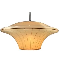 Rare Danish Gold Striped Art Deco Opal Glass Pendant Lamp from Lyfa, 1930s