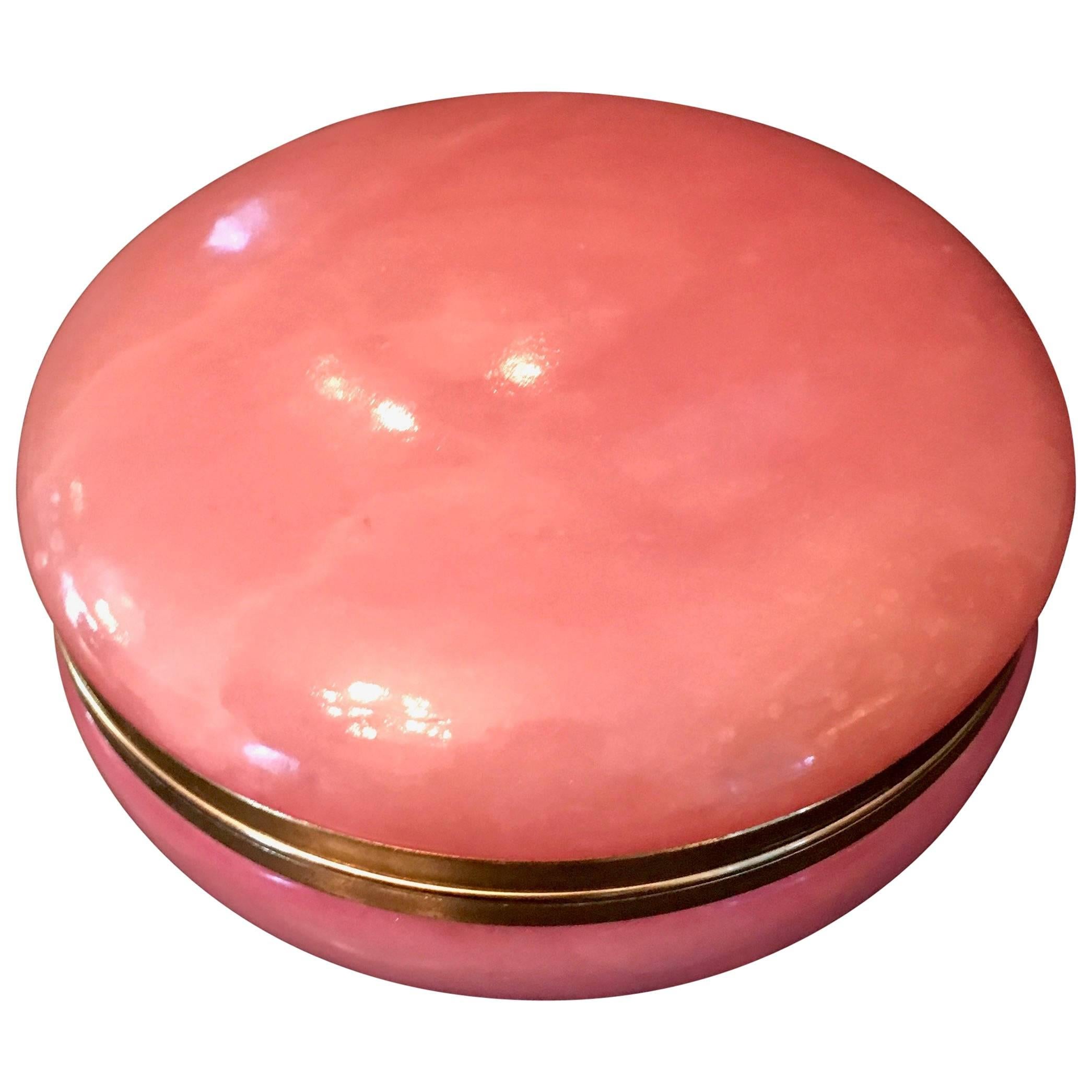 Round Italian Pink Alabaster Box