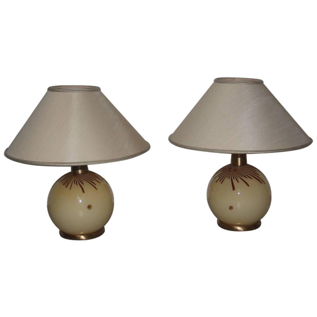 Paar Tischlampen aus La Murrina Murano-Kunstglas, 1970