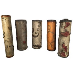 Seven French Art Deco Wooden Wallpaper Roller Lamp Bases