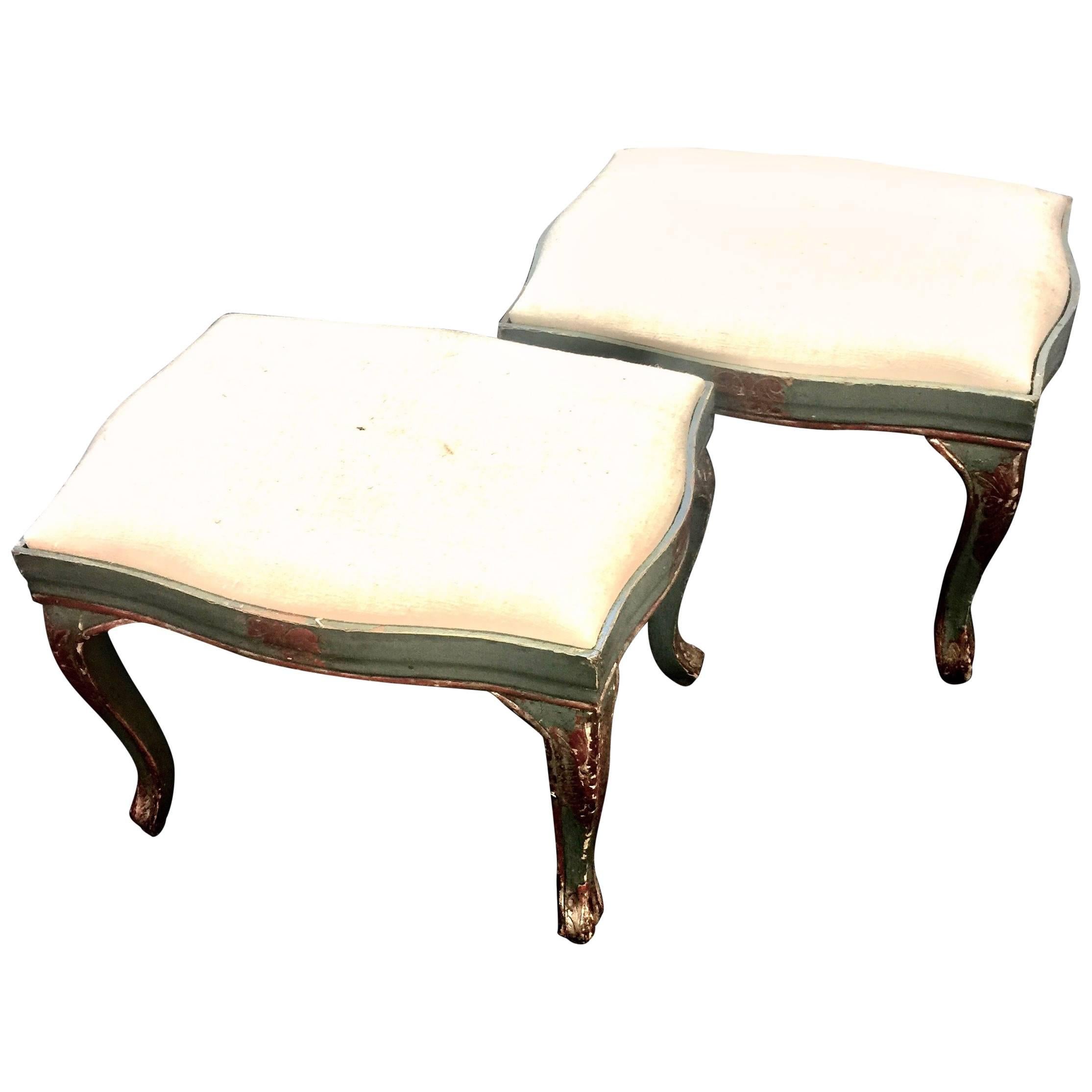 Pair of Late 18th Century Polychromed Stools