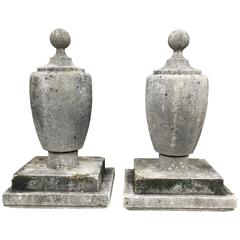 Pair of Large Statuesque English Cast Stone Art Deco Finials 7