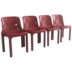 Set of Four 1960s Vico Magistretti Selene Chairs for Artemide