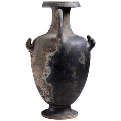 Ancient Greek Black Glazed Pottery Vase, 350 BC