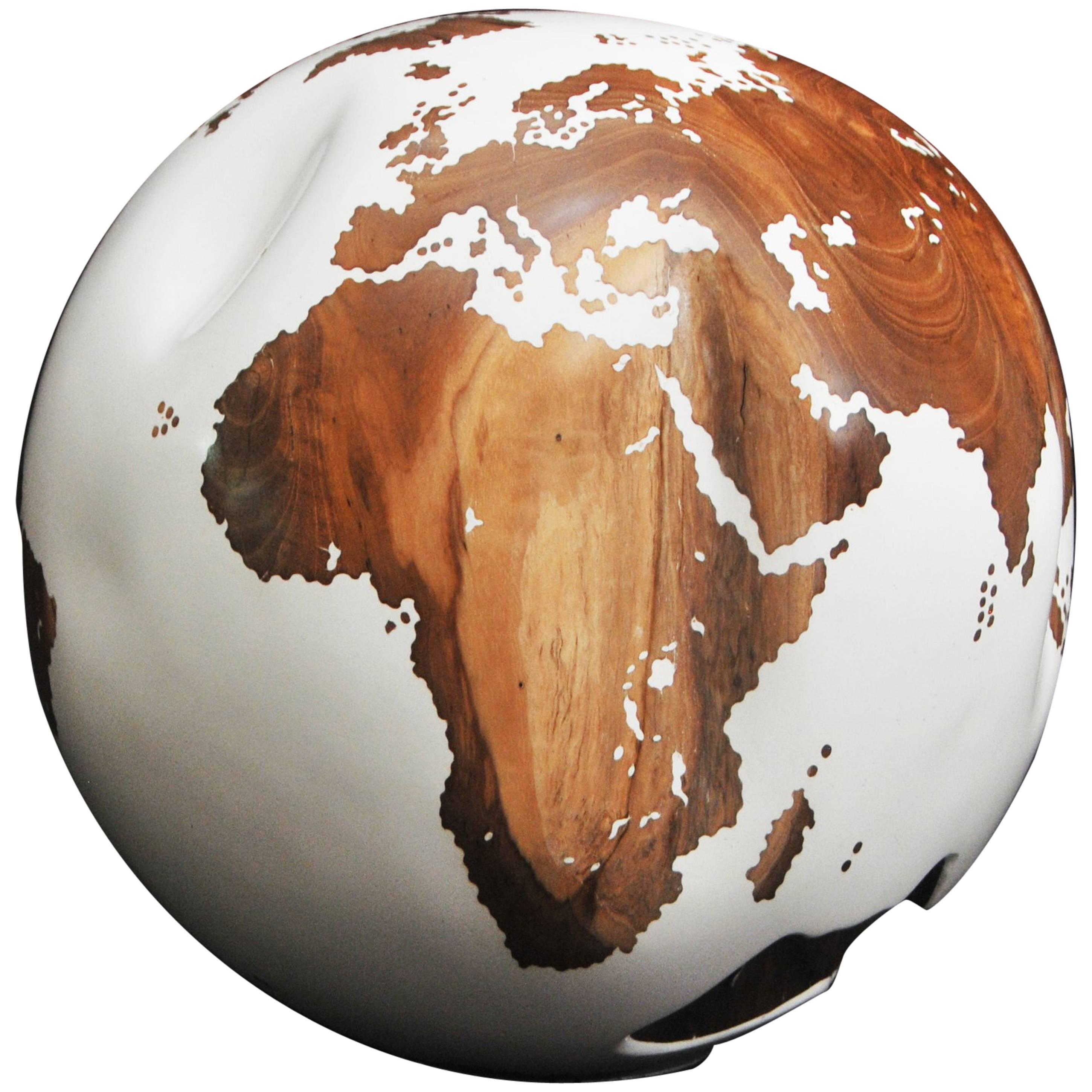 Wooden Globe White Lacquer