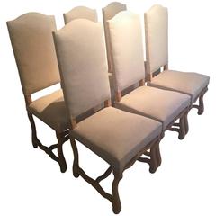 Set of Six Beech Louis XIII-Style Os De Mouton Dining Chairs 10
