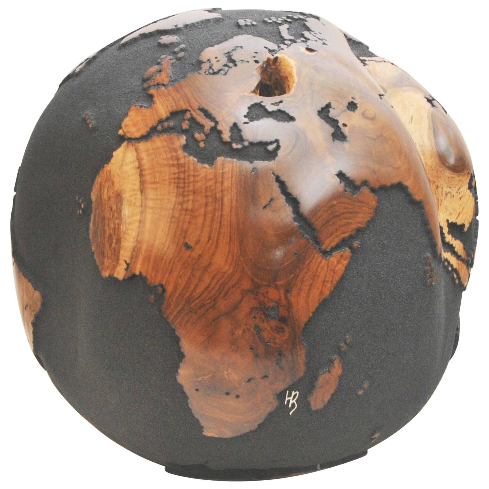 Wooden Globe on a Turning Base Black Finish