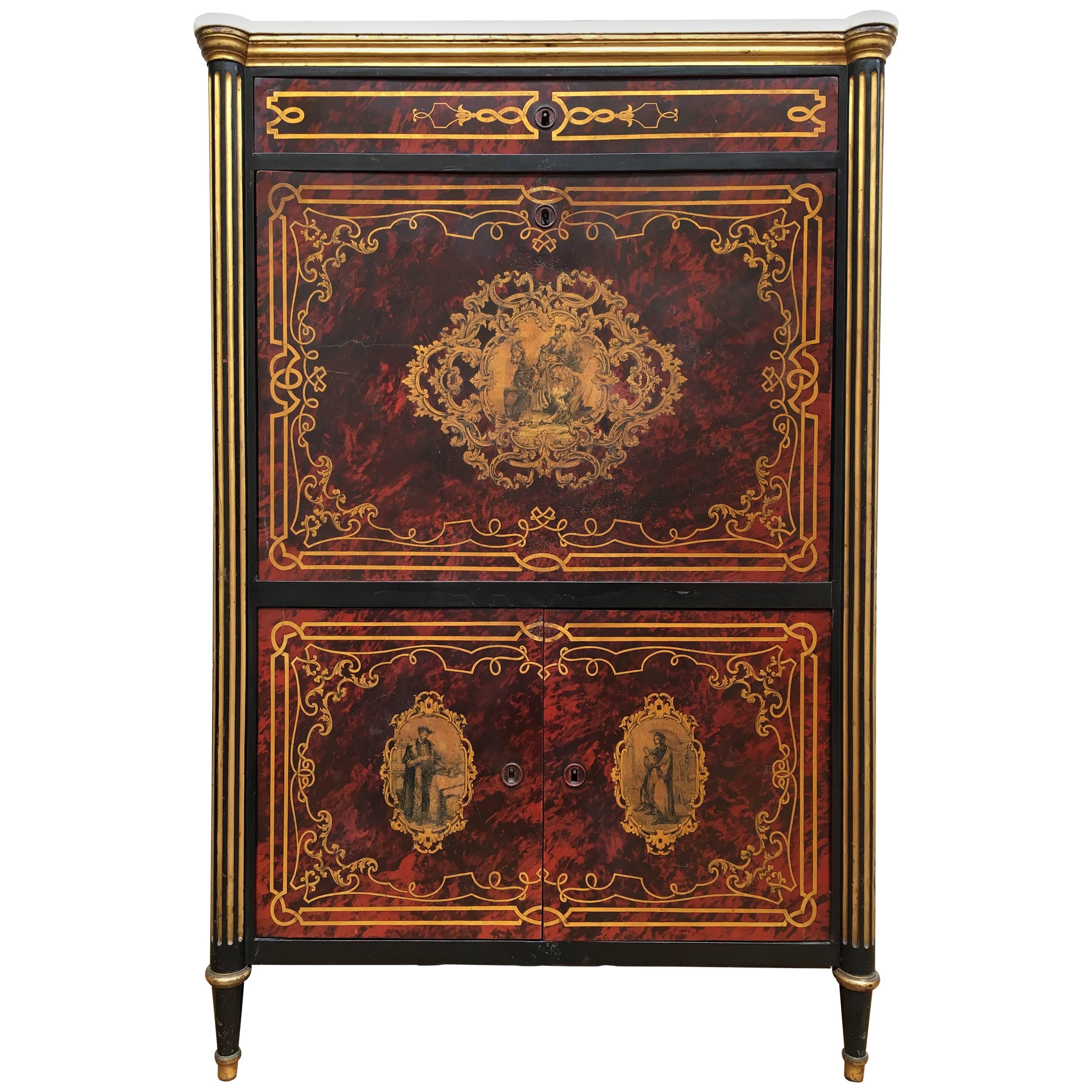 Faux Tortoise-Shell Secretaire À Abattant by Jean Joseph Chapuis For Sale