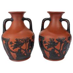 Pair of Greek Revival Wilhelm Schiller & Son Terracotta Pottery Portland Vases