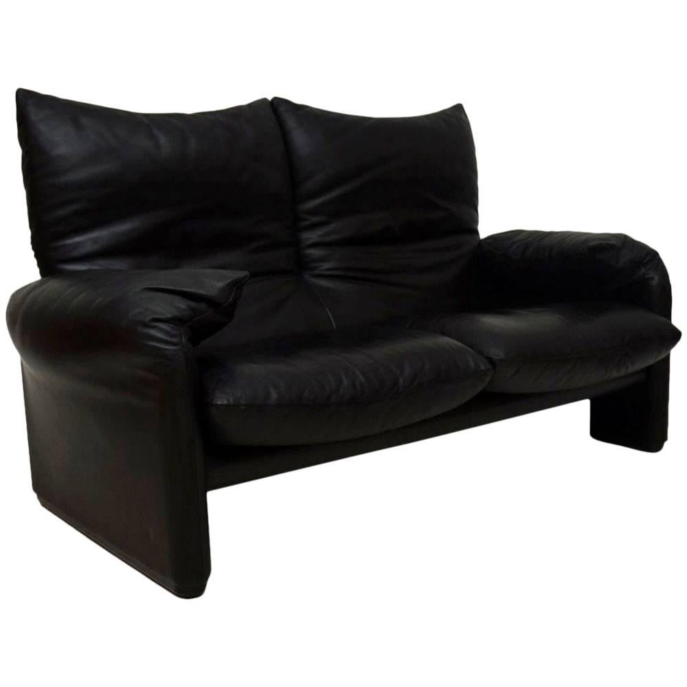 Leather Italian Maralunga Sofa by Vico Magistretti for Cassina