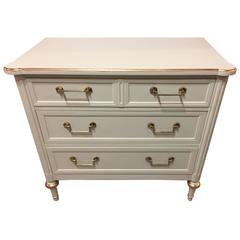 Parcel Paint and Gilt Decorated Commode Nightstand Manner of Jansen