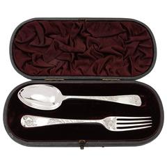 19th Century Victorian Silver Christening Set, London, 1884